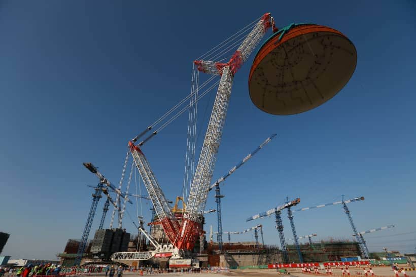 高清组图丨大气磅礴的国内第二台华龙一号穹顶“加冕”全过程