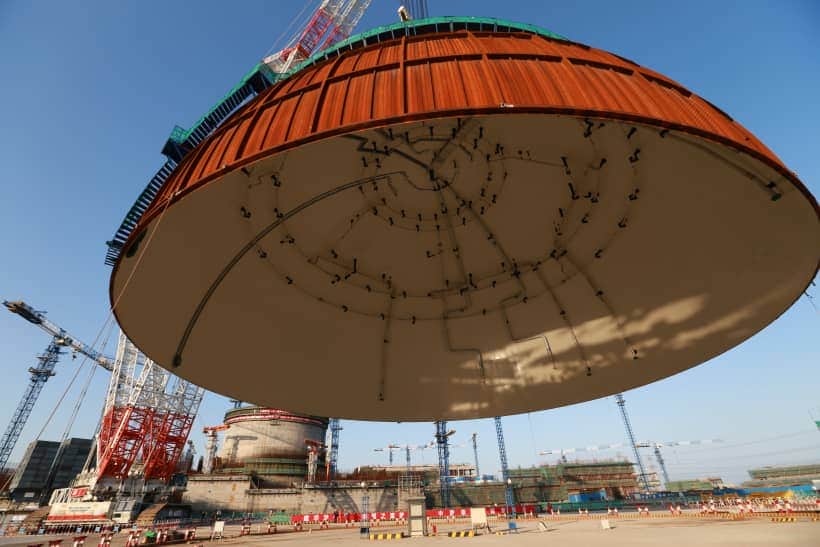 高清组图丨大气磅礴的国内第二台华龙一号穹顶“加冕”全过程