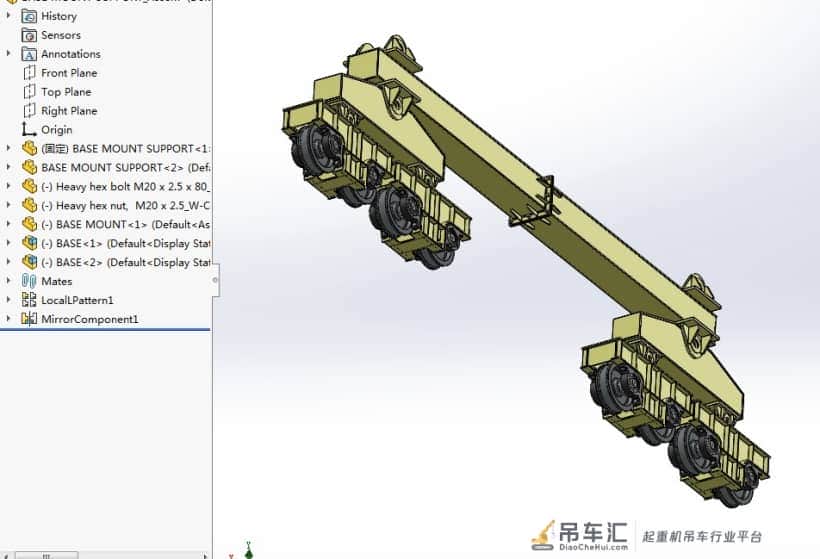 双梁起重机3D模型图纸 Solidworks设计