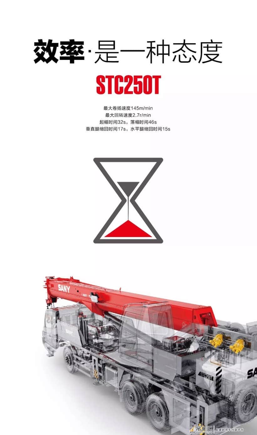 红色小钢炮STC250T发布!5截U型42.5米臂/自重34t/配重5.9t