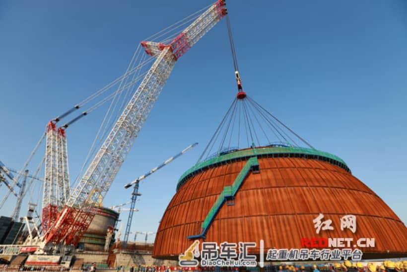 中联重科履带起重机成功为福清核电6号机组完成穹顶吊装