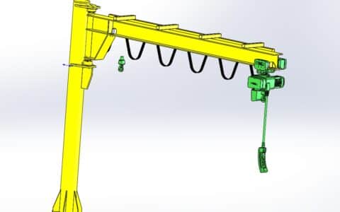 悬臂起重机结构设计3D模型图纸 Solidworks设计