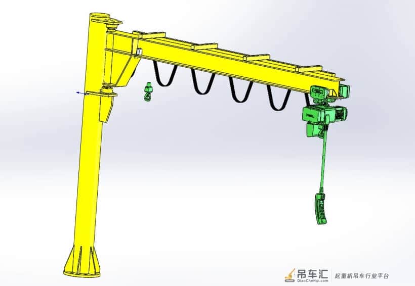 悬臂起重机结构设计3D模型图纸 Solidworks设计