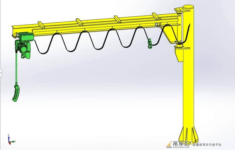 悬臂起重机结构设计3D模型图纸 Solidworks设计