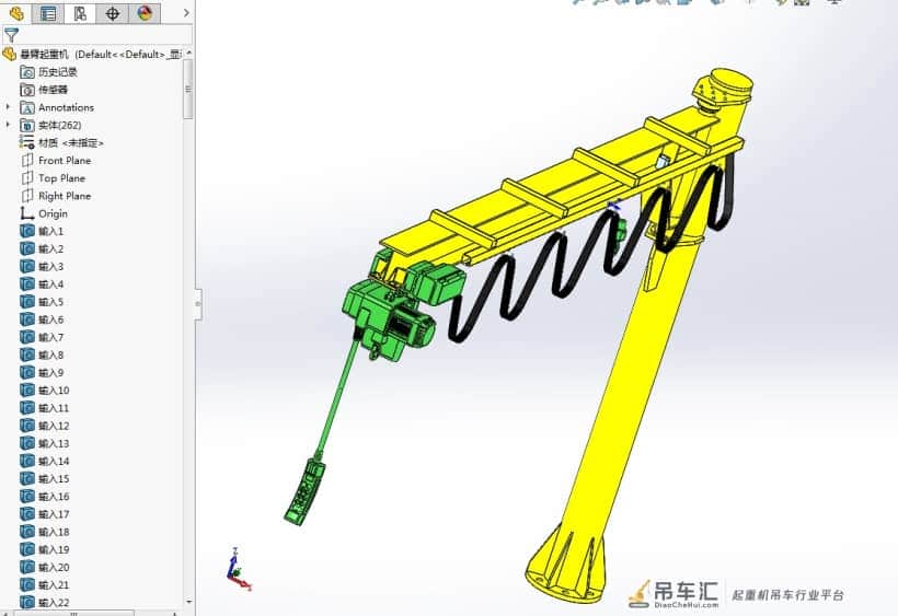 悬臂起重机结构设计3D模型图纸 Solidworks设计