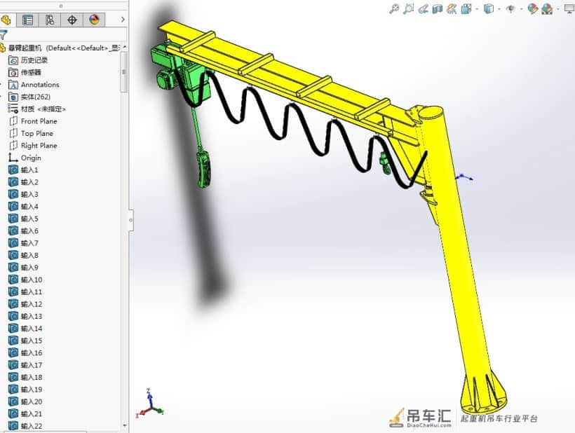 悬臂起重机结构设计3D模型图纸 Solidworks设计