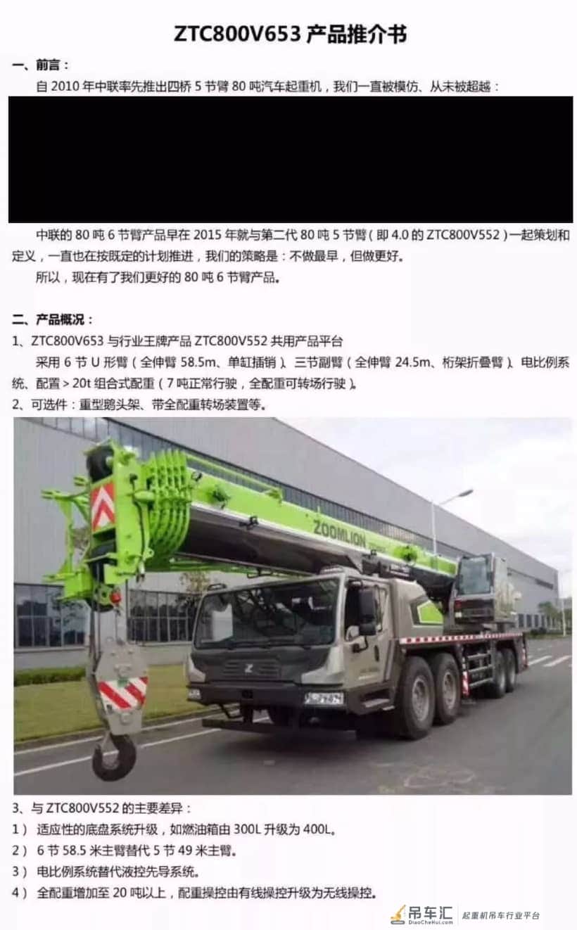 中联ZTC800V653姗姗来迟,80吨市场到底谁称王?