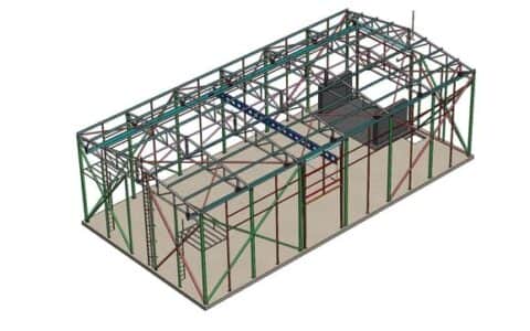 带吊车架的厂房框架3D模型图纸 Solidworks设计