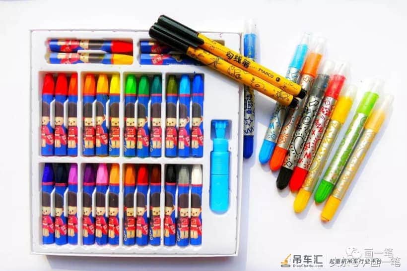 蜡笔画:大吊车,真厉害,轻轻一吊就起来