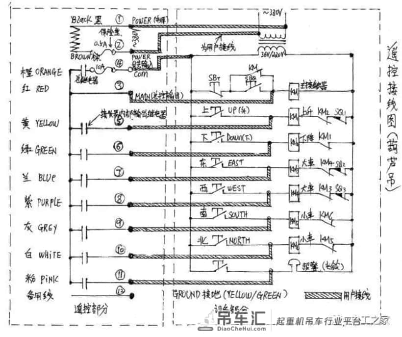 行吊遥控器接线图大全