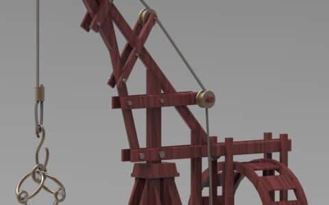 欧洲中世纪的起重机结构模型3D图纸 Solidworks设计