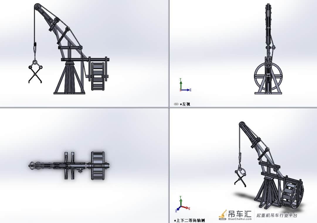 欧洲中世纪的起重机结构模型3D图纸 Solidworks设计
