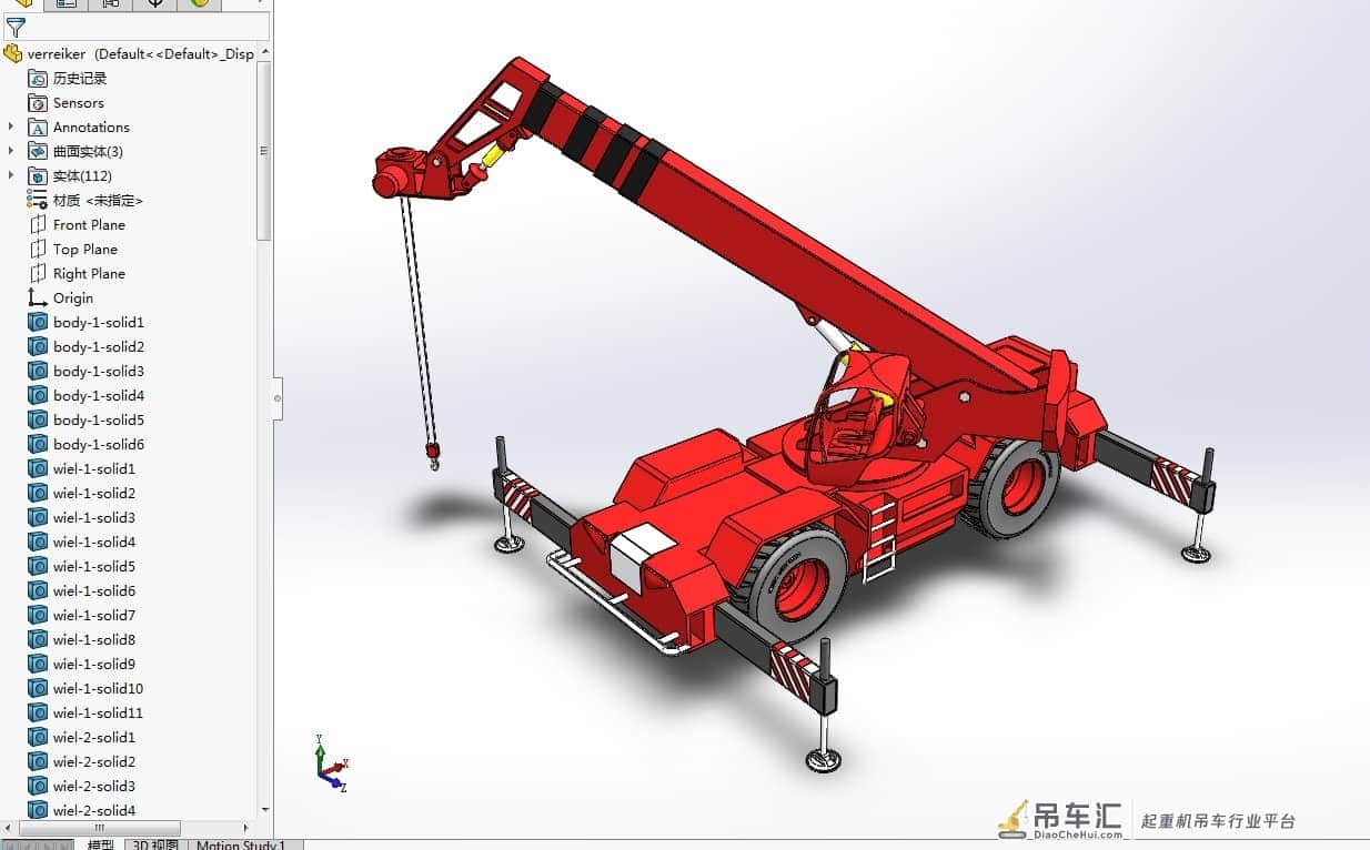 Verreiker小型四轮吊车模型3D图纸 Solidworks设计