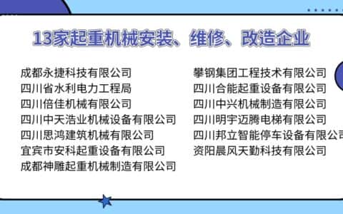 四川26家起重机械相关企业和检验机构存问题↓