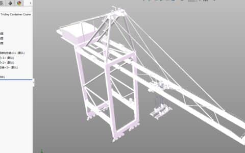 双小车岸桥式起重机3D图纸 Solidworks设计