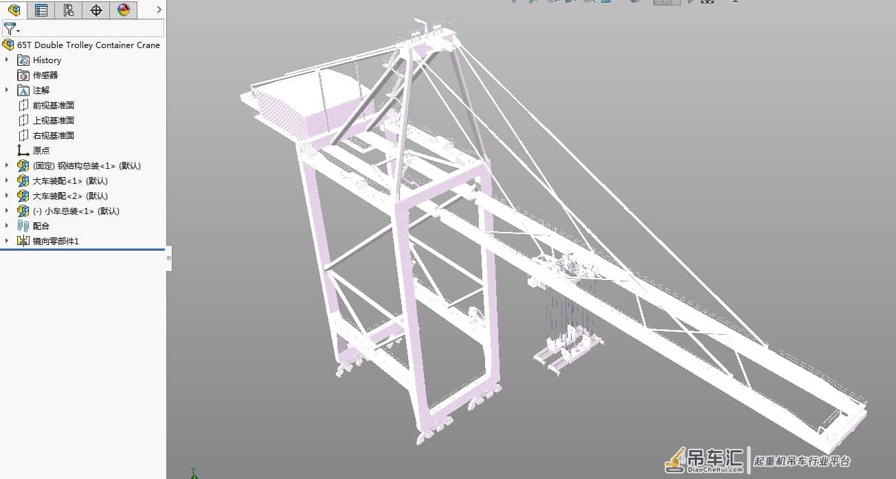 双小车岸桥式起重机3D图纸 Solidworks设计