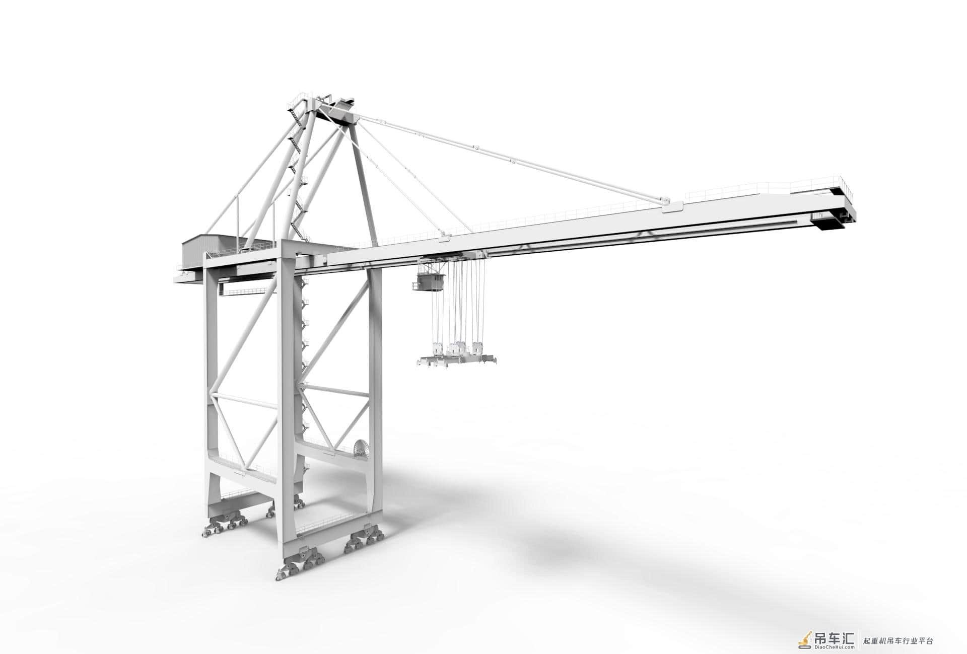 双小车岸桥式起重机3D图纸 Solidworks设计