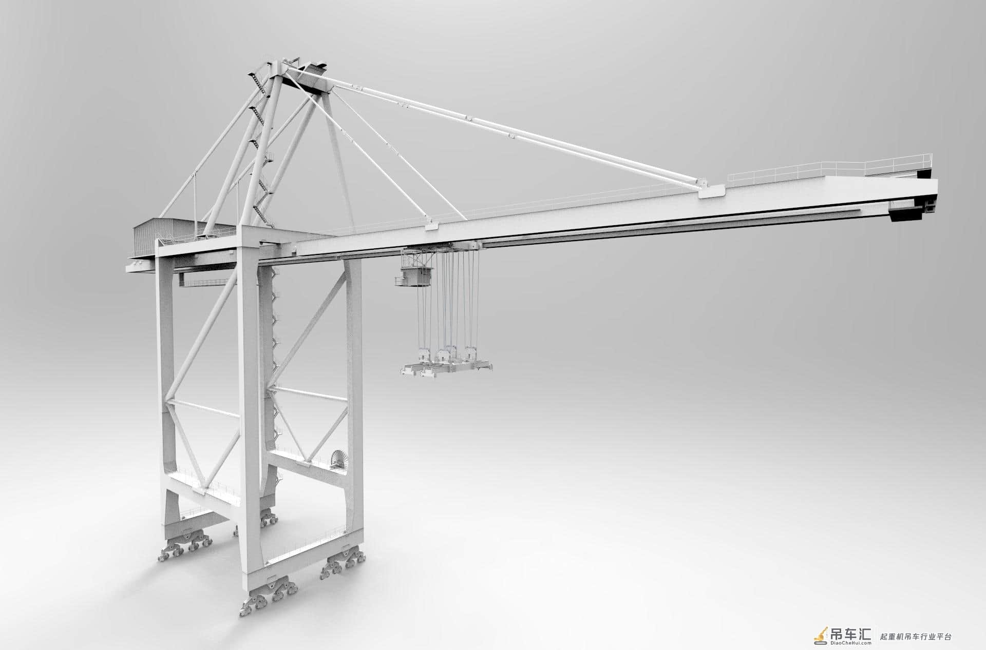 双小车岸桥式起重机3D图纸 Solidworks设计