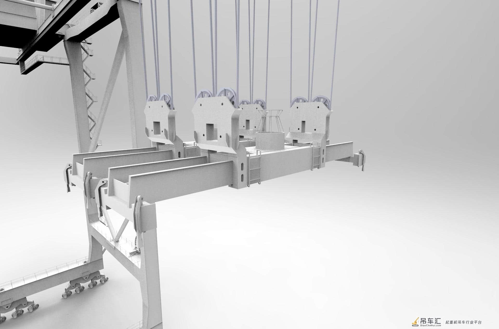 双小车岸桥式起重机3D图纸 Solidworks设计