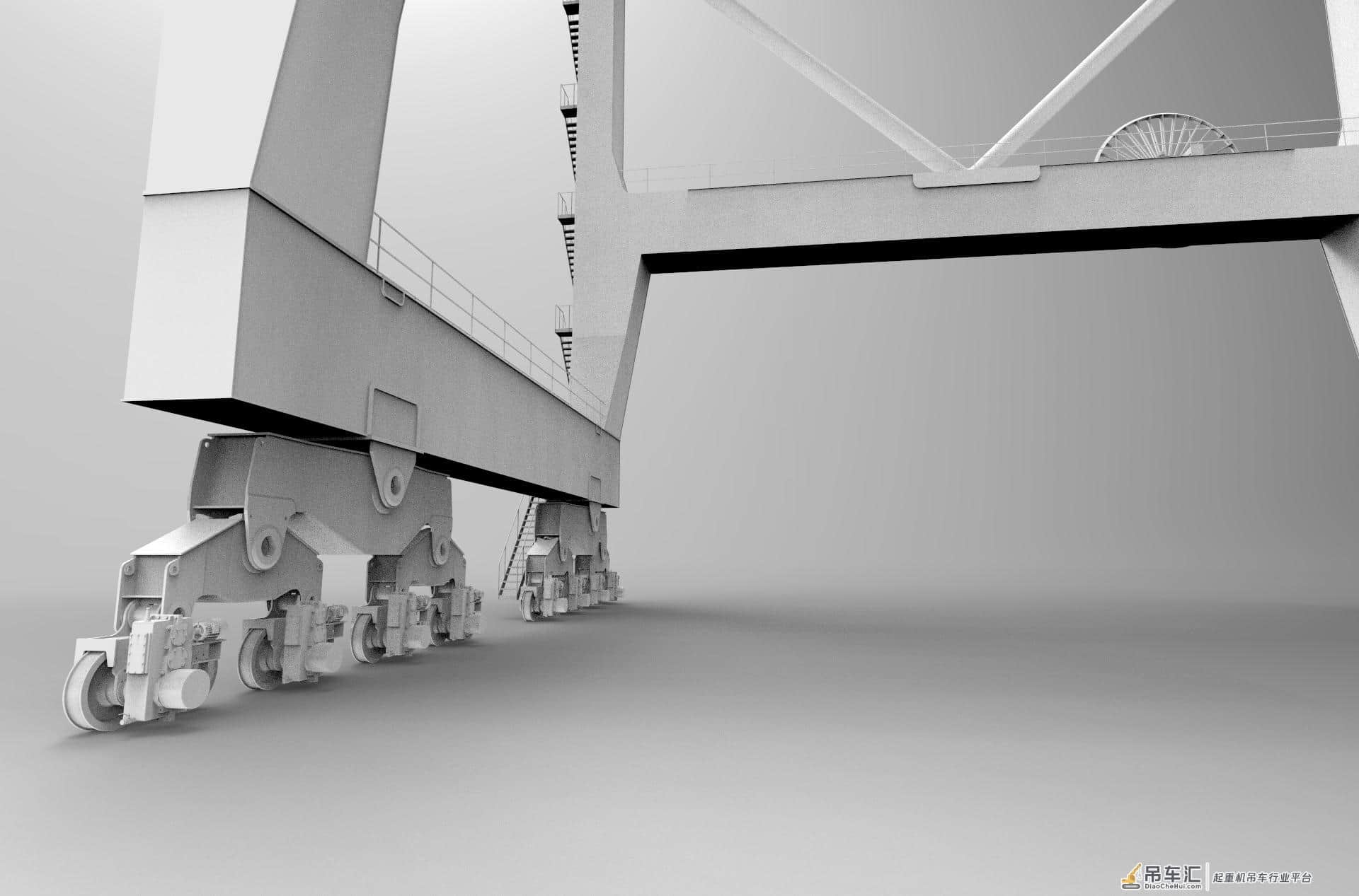 双小车岸桥式起重机3D图纸 Solidworks设计