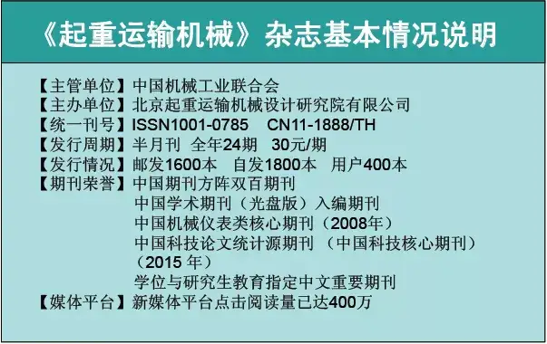 2019 年度《起重运输机械》十大重点工作回顾
