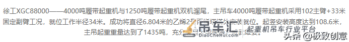 “世界第一吊”徐工XGC88000履带式起重机