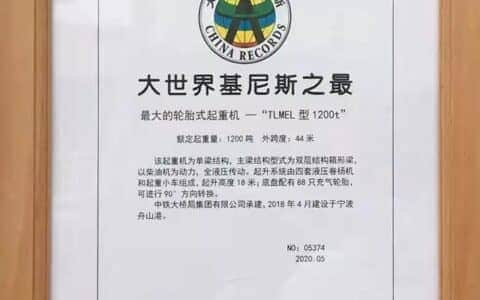 “最大的轮胎式起重机”中铁大桥局投资建造