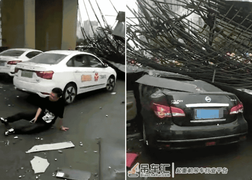 350吨翻车横跨闹市，吊钢筋笼引发严重事故...