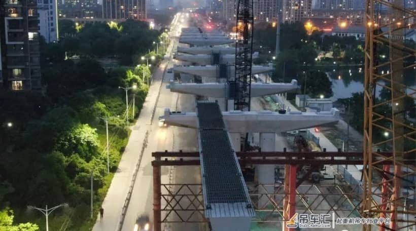 重59.75t,绍兴越东路智慧快速路项目首跨叠合梁成功吊装