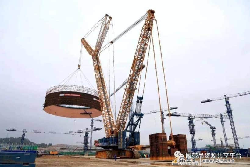 德马格履带起重机出场,核电“华龙一号”钢衬里模块二吊装顺利完成