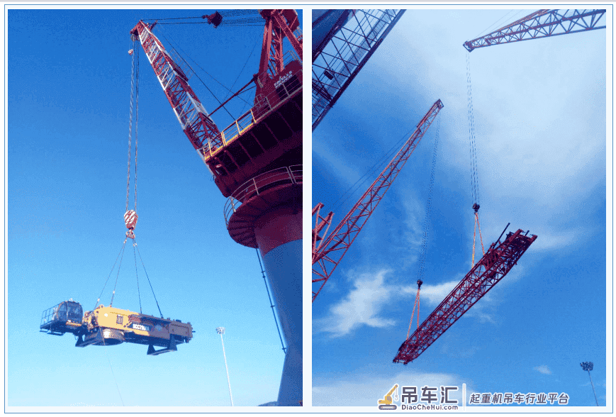 海上风电设备安装平台加装700T履带吊
