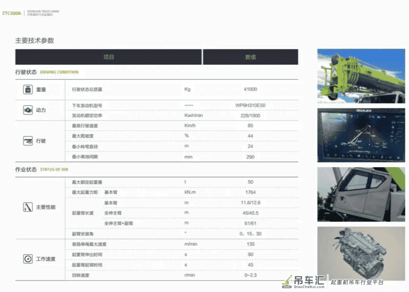 中联新款ZTC500A吊车 45米主臂 比500H多半吨配重