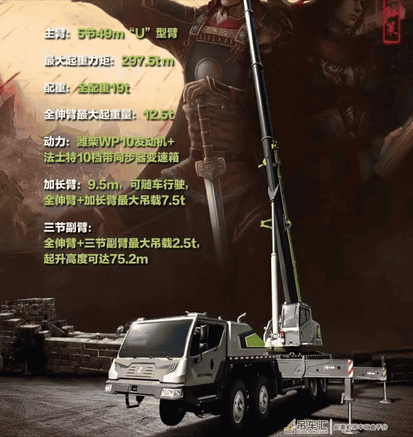 中联701V552吊车“U”型主臂,可带16.5t配重转场