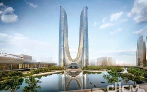三一SAC4500全地面起重机助建杭州310米新摩天地标双子塔