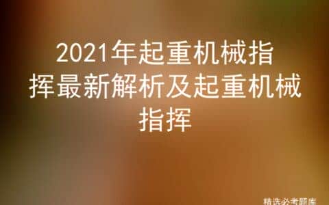 2021年起重机械指挥最新解析及起重机械指挥