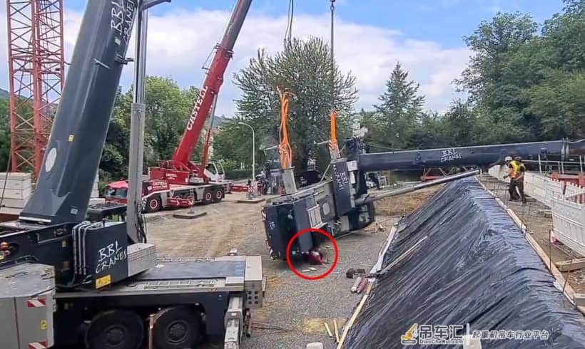 德国一起重机缆绳断裂 工人被68吨吊车砸到后幸运逃生