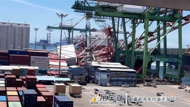 大型集装箱船撞上码头，岸吊和集装箱损害严重，挂靠多个国内港口