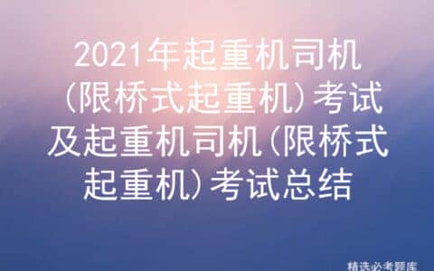 2021年起重机司机(限桥式起重机)考试及考试总结