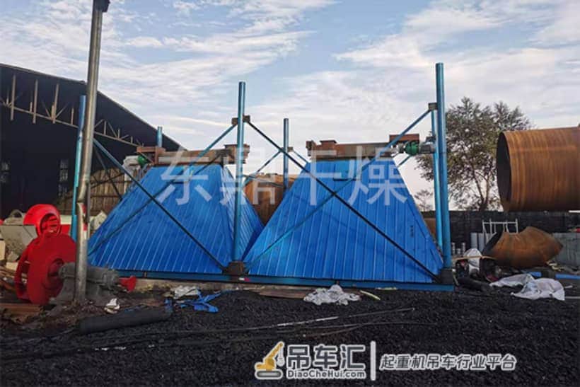 山西朔州煤泥烘干机吊车安装现场实拍