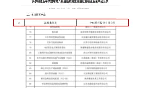 又一冠军诞生在中联重科！泵车入选国家级制造业单项冠军产品名单