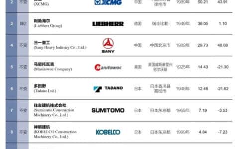 中国起重机企业首夺全球第一 中联重科、徐工存争议