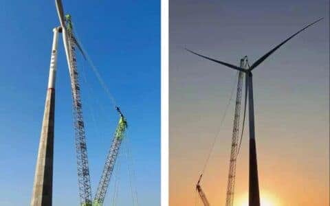 中联重科ZCC9800W助力彭泽县12.5MW分散式风电项目首台风机吊装