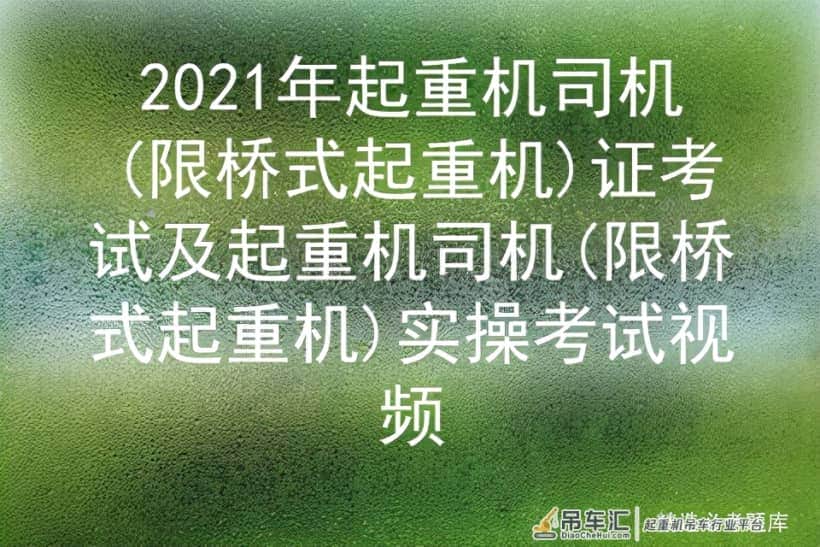 2021年起重机司机(限桥式起重机)证考试及实操考试视频