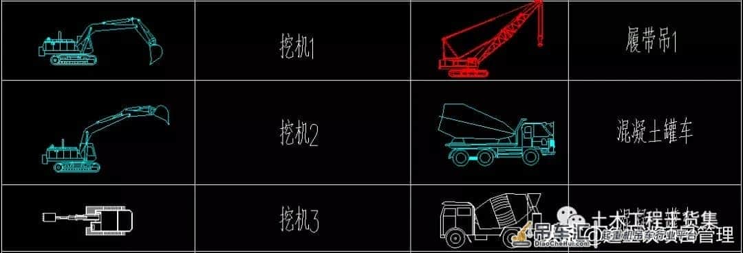 工程常用机械设备CAD图,含挖机、履带吊等,CAD版直接下载