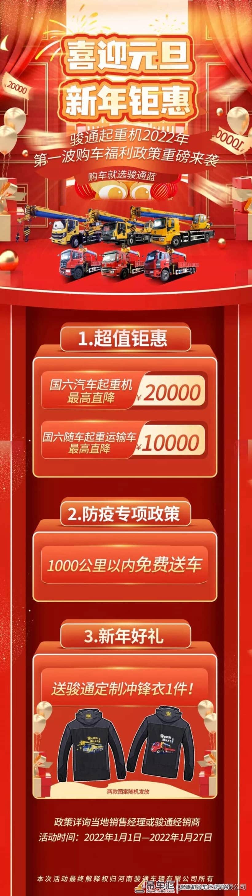 骏通起重机新年第一波购车福利重磅来袭，不看不知道