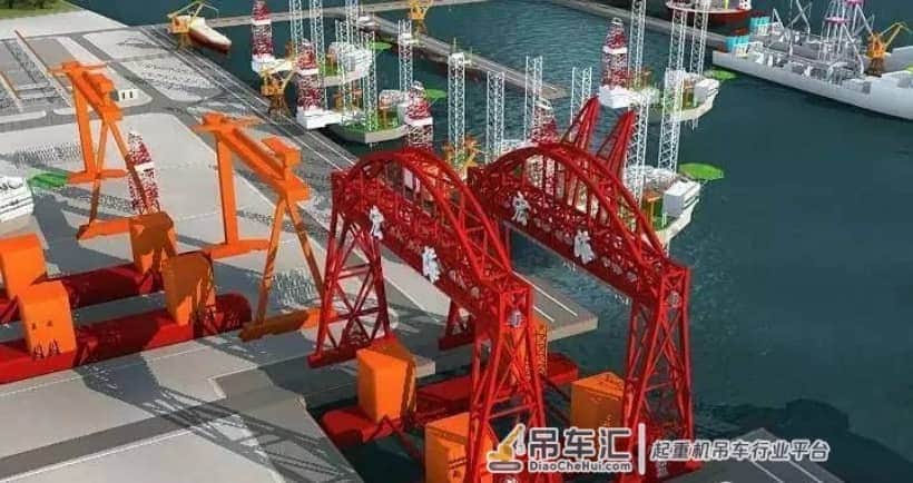 世界上最大造船龙门吊-2.2万吨宏海号龙门吊