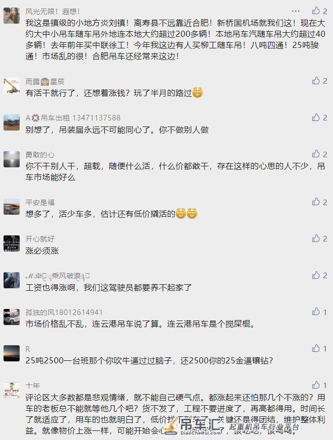 台班费涨还是不涨?吊友们竟是这样回答的