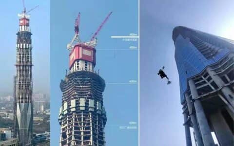 凌空展翅伸绿臂 中联重科智能高机ZA20JE“飞上”成都第一高楼