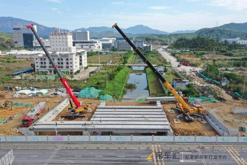 中国一冶深圳公司深汕大道项目蛟湖桥左幅预制箱梁全部吊装完成