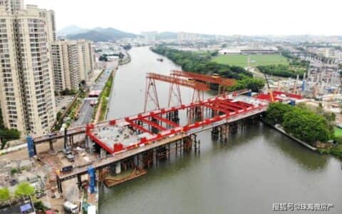 中山岐江河大桥新进展：下层桥合龙！